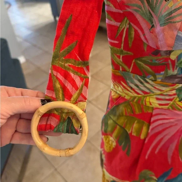 Farm Rio Leopard Jumpsuit Belted Floral Tropical Size XS - Picture 3 of 9